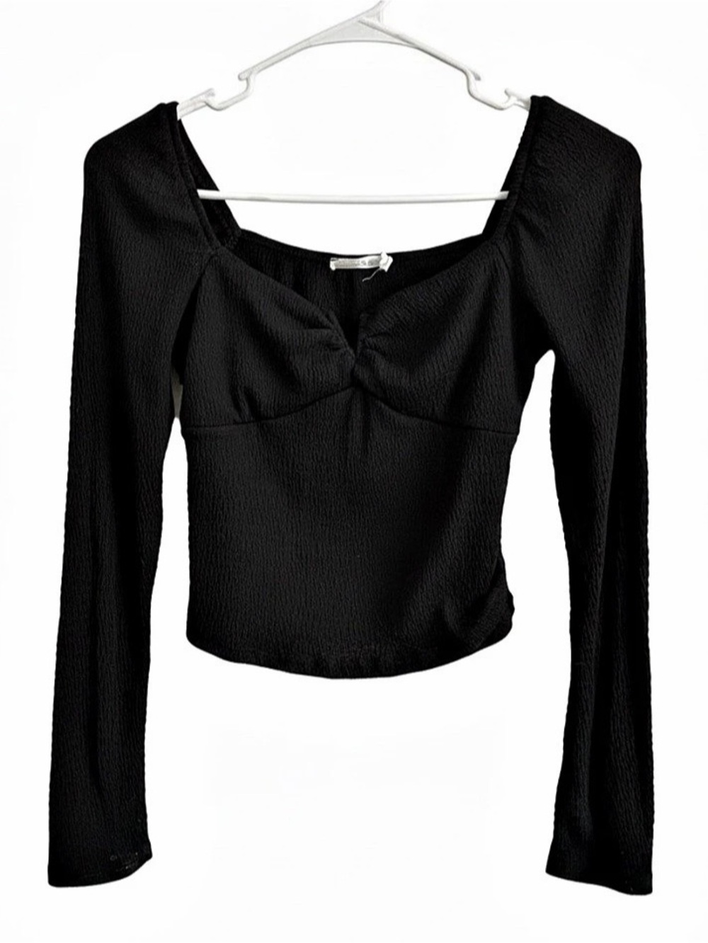 Lulus Trendy Endeavor Black Ribbed Notched Long Sleeve Top